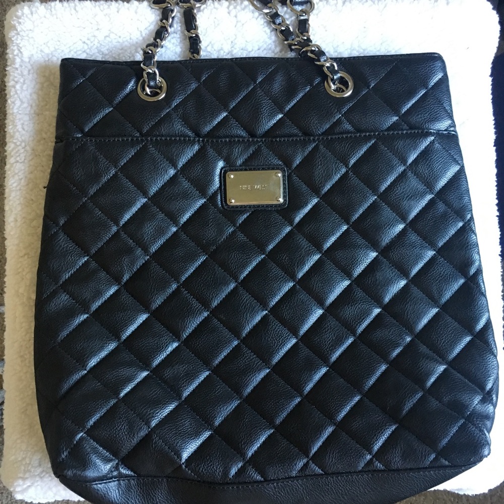 Nine West quilted tote bag with silver hardware